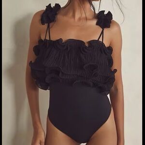 Free People Intimately For The Frill Of It Bodysuit Size Medium OLIVE GREEN